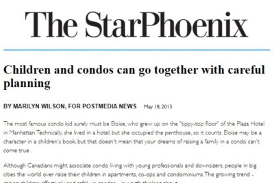 Children and condos can go together with careful planning