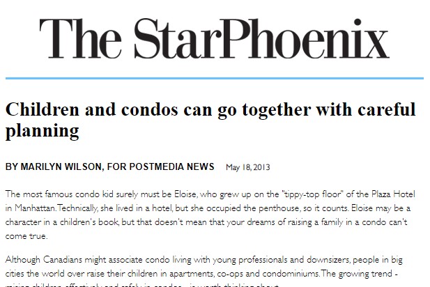 Children and condos can go together with careful planning