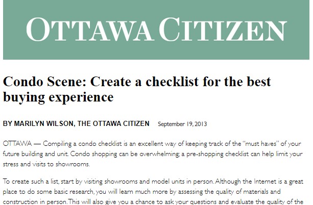 Condo Scene: Create a checklist for the best buying experience