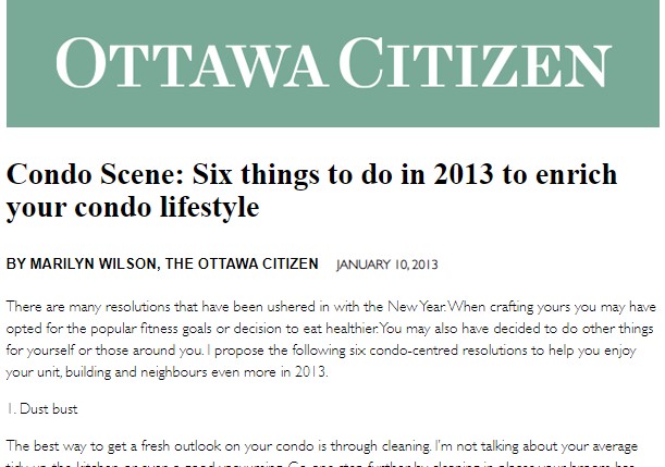 Condo Scene: Six things to do in 2013 to enrich your condo lifestyle