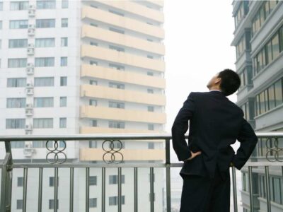 a man looking up the sky