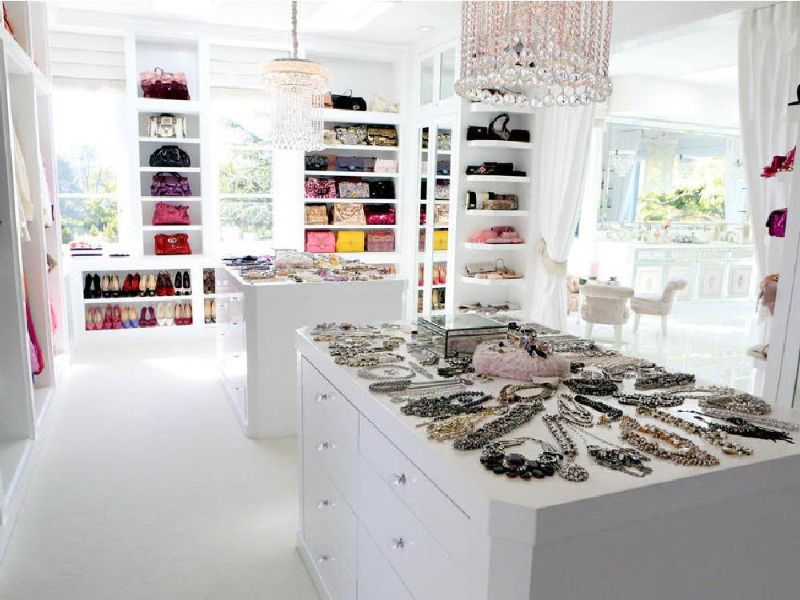 all-white closet showcases